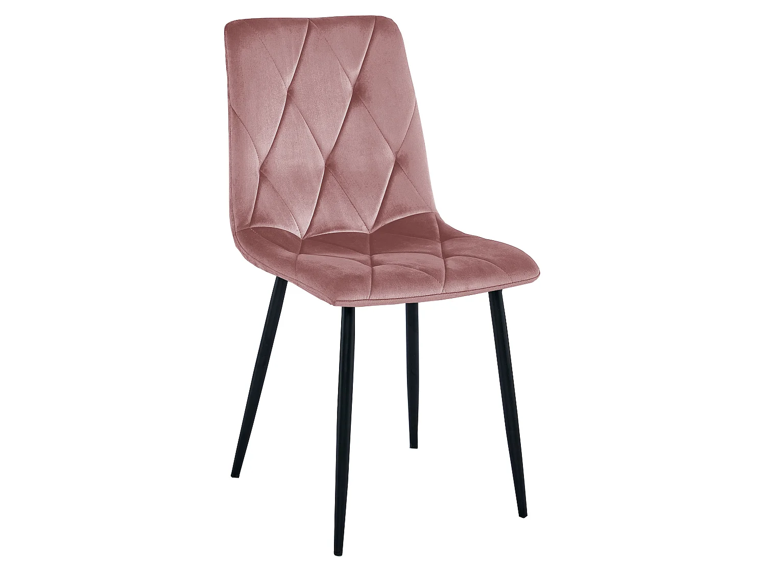Chaise de salle à manger et cuisine LIBRA en velours rose, pieds noirs x 2