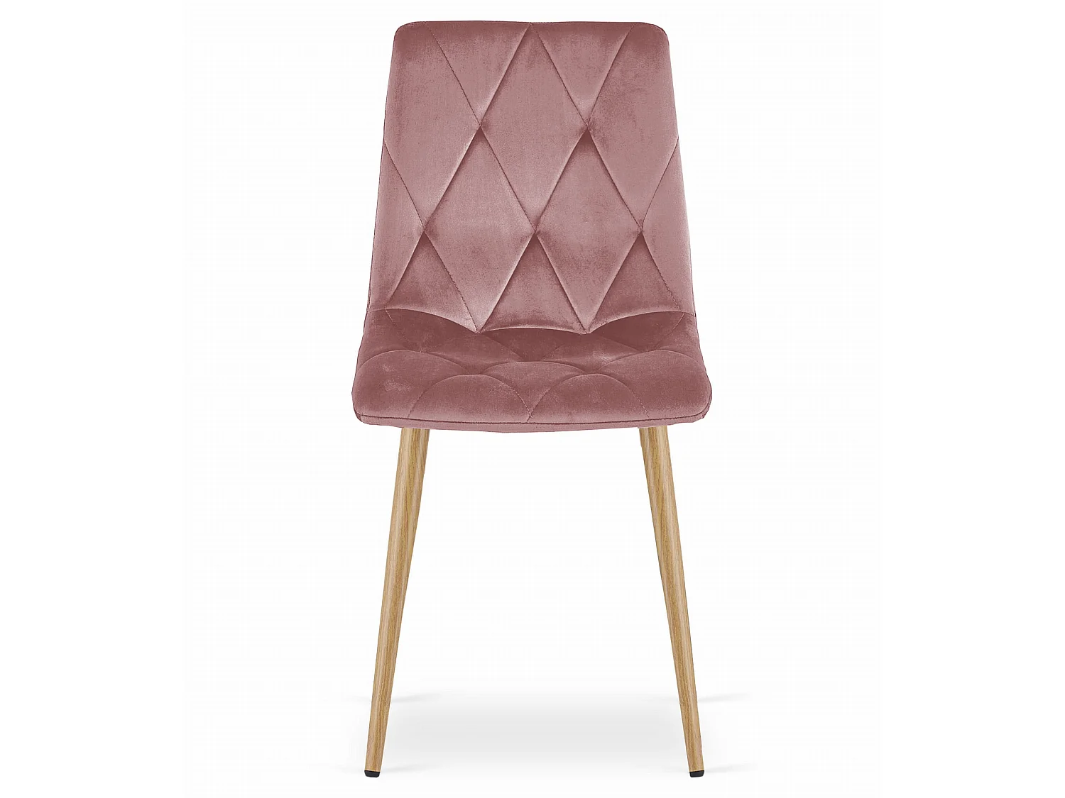 Chaise de salle à manger LIBRA en velours rose, pieds couleur bois, 2 pcs