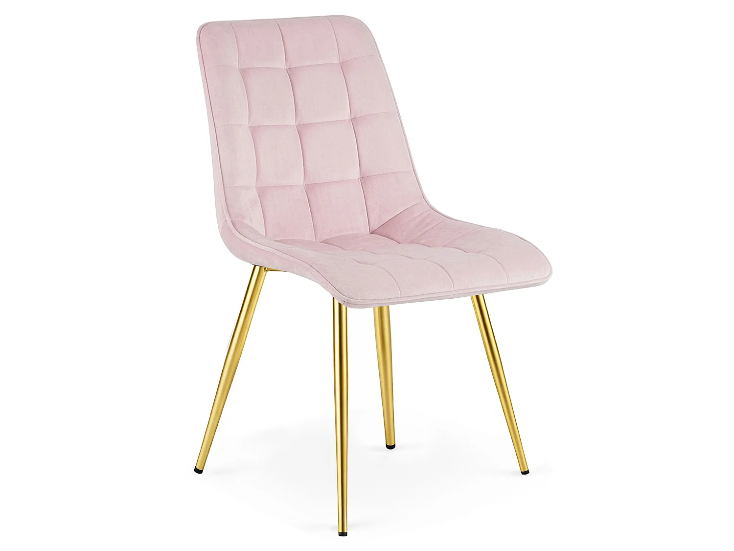 Chaise de salle à manger SPLIT en velours rose clair pieds dorés 49x60x88 cm
