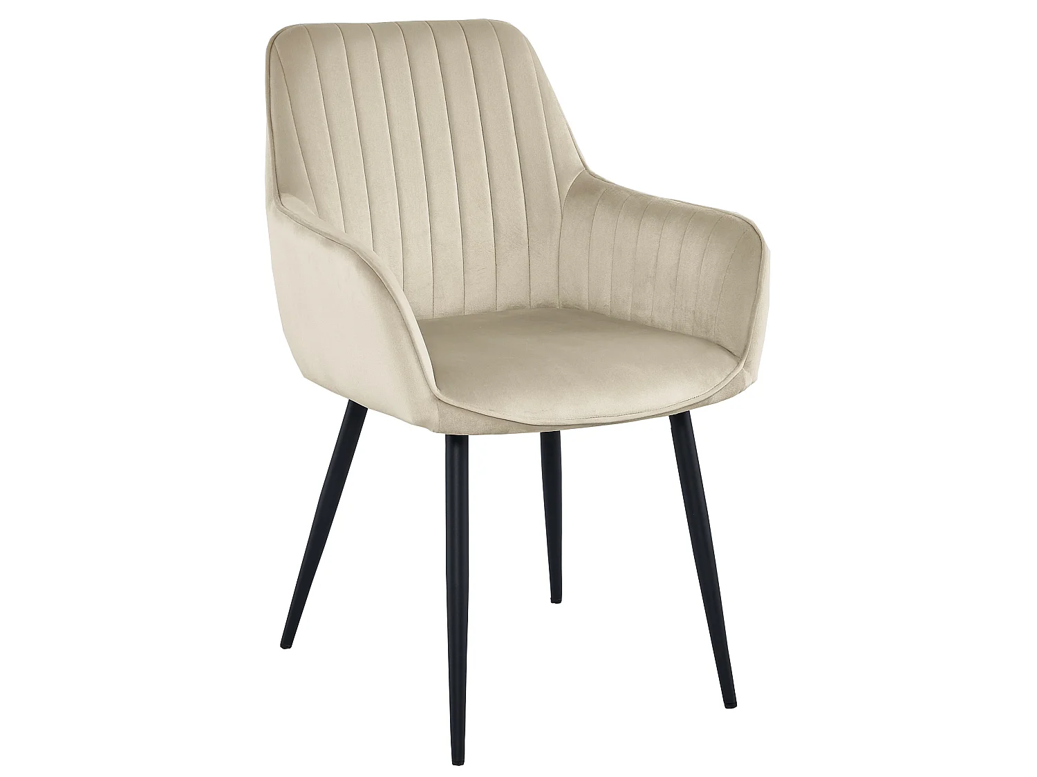 Chaise de salle à manger et cuisine SOLDEN en velours beige, pieds noirs, lot de 2