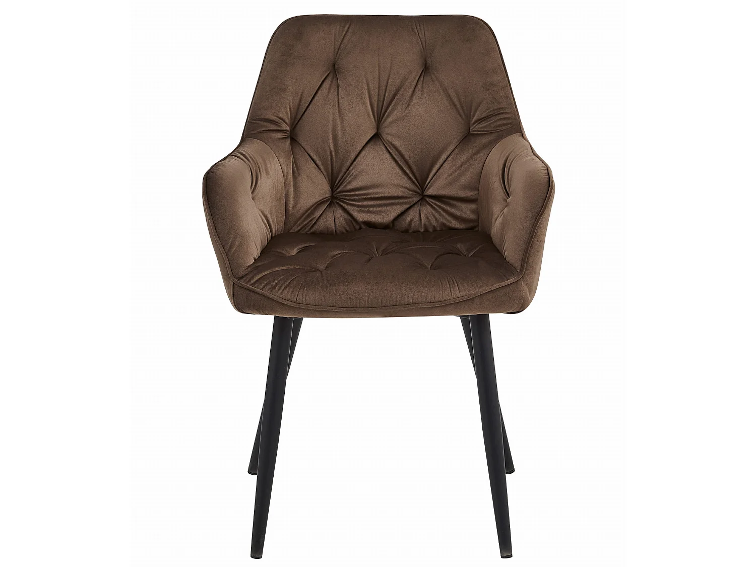 Chaise de salle à manger et cuisine JORK en velours marron, pieds noirs 56x62x83,5 cm