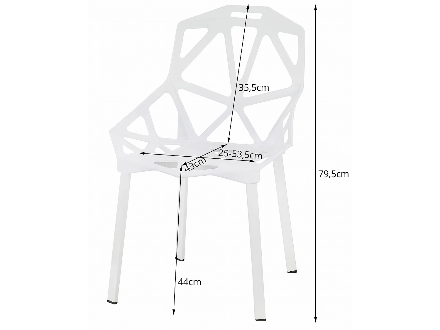 Eetkamerstoel ESSEN ergonomisch polypropyleen wit 79,5x54x50 cm