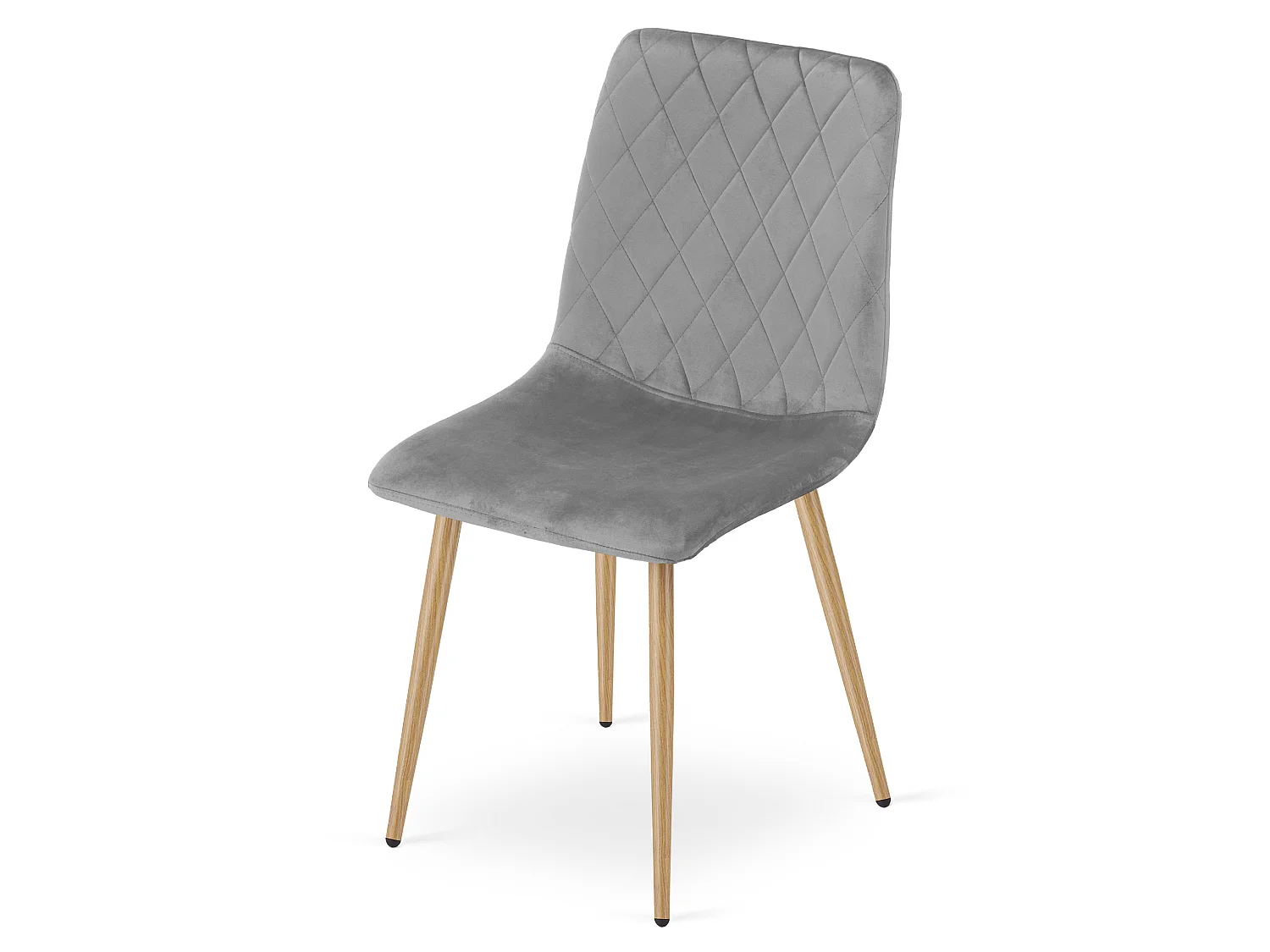Eetkamerstoel TURIN fluweel lichtgrijs houten poten 44,5x53x87,5 cm