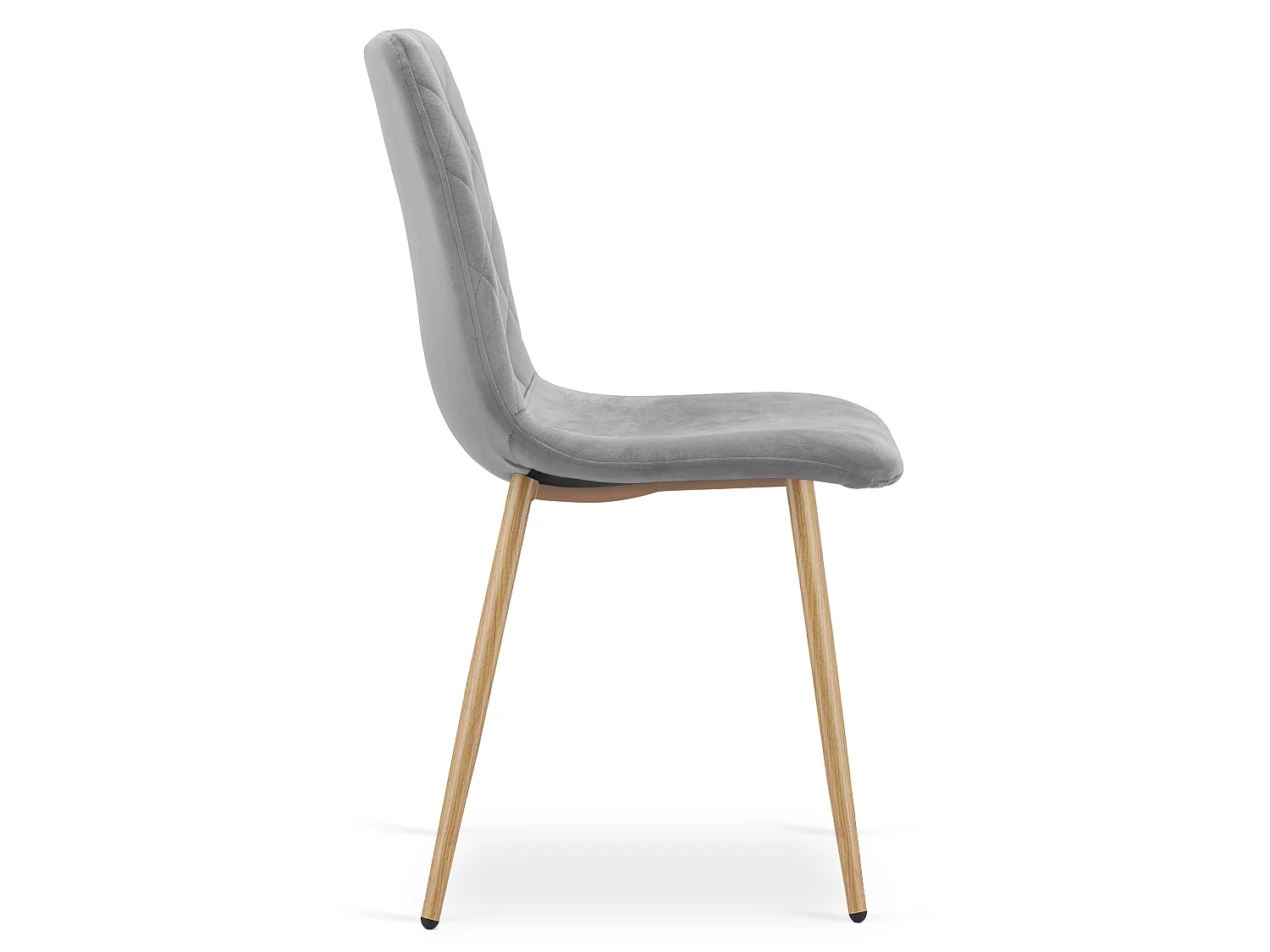 Eetkamerstoel TURIN fluweel lichtgrijs houten poten 44,5x53x87,5 cm