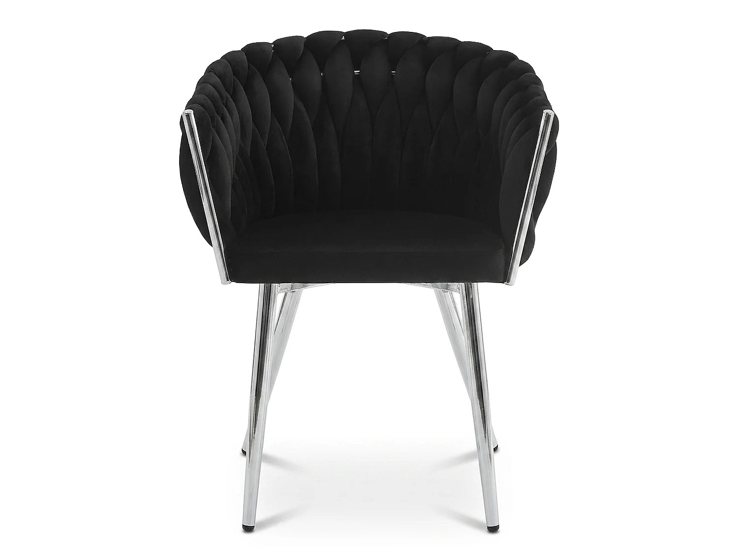 Chaise de salle à manger et cuisine ORION en velours noir, pieds chromés, lot de 2