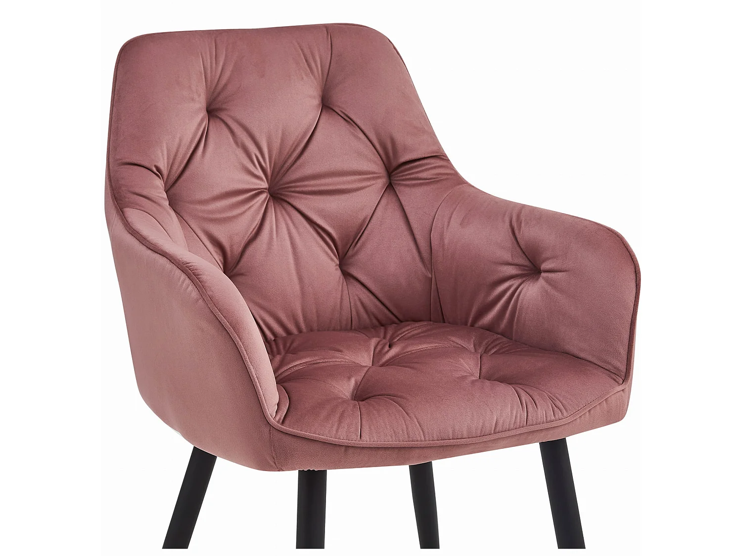 Chaise de salle à manger et cuisine JORK velours rose pieds noirs 56x62x83,5 cm