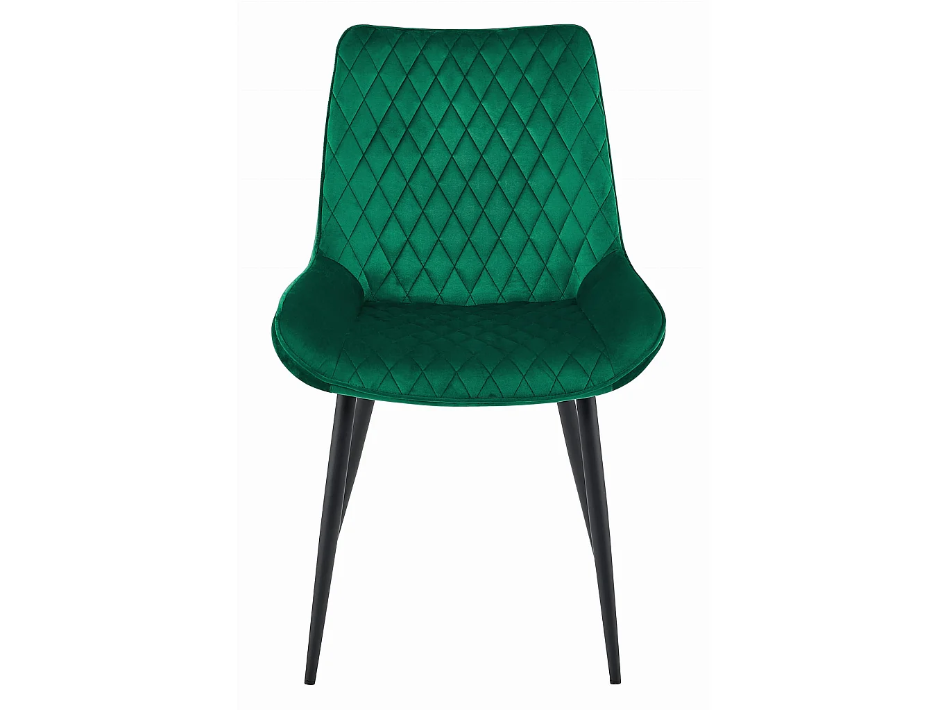 Chaise de salle à manger et cuisine VERDO en velours vert foncé, pieds noirs, 4 pièces