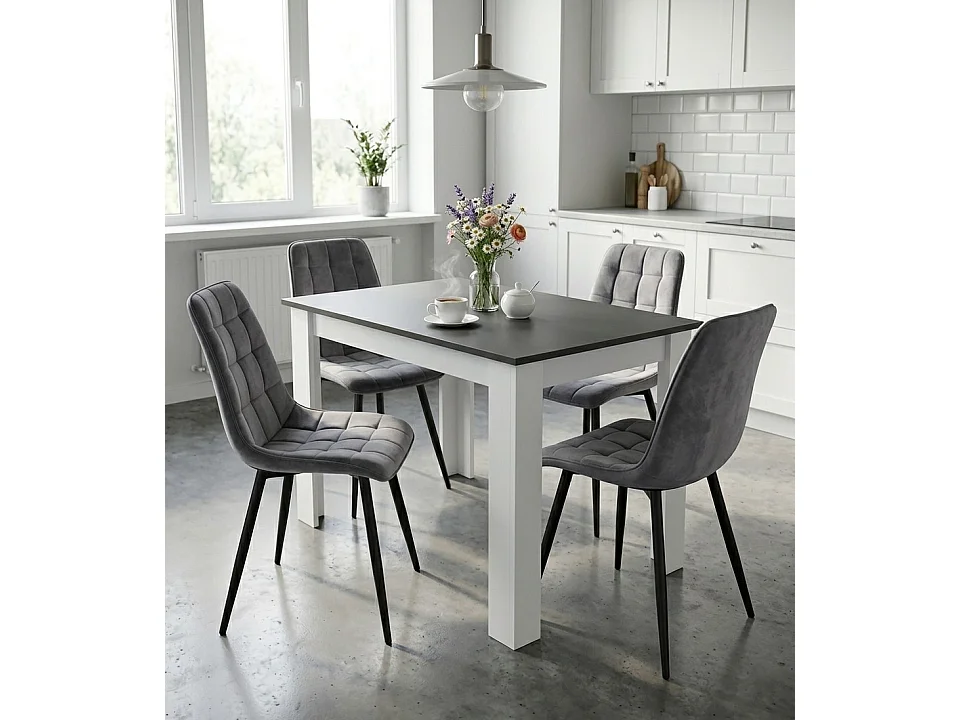 Esszimmerstuhl SPLIT Samt grau hell schwarze Metallbeine 49x60x88 cm