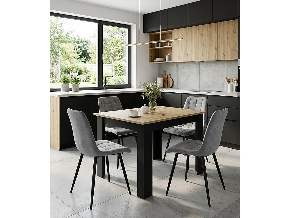 Esszimmerstuhl SPLIT Samt grau hell schwarze Metallbeine 49x60x88 cm