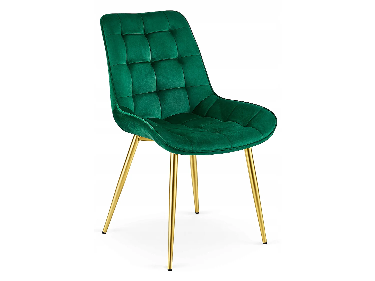Eetkamerstoel BERA fluweel groen gouden poten 2x 54x60x88 cm
