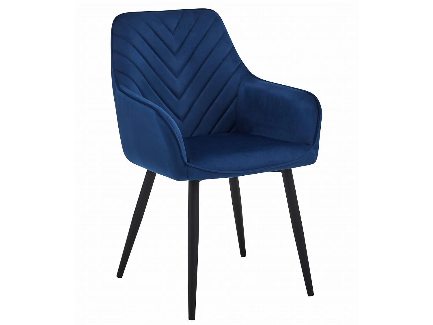 Chaise de salle à manger et cuisine NANA en velours bleu marine, pieds noirs x 2