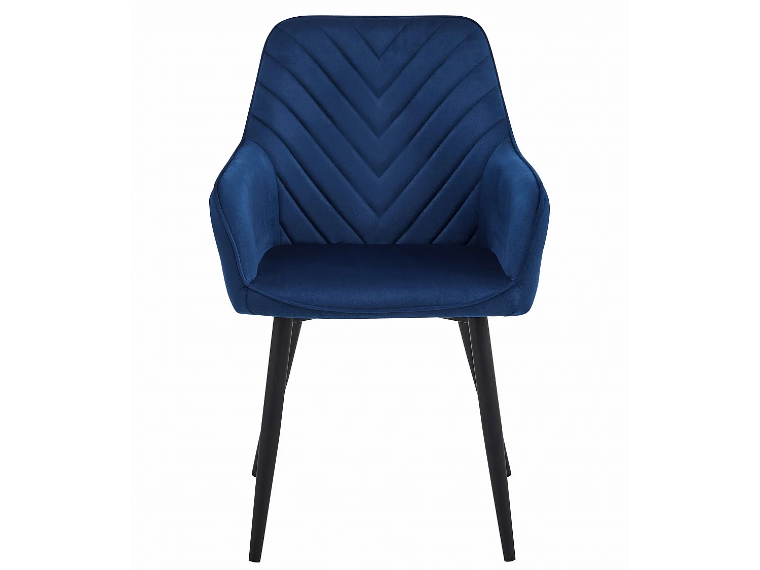 Chaise de salle à manger et cuisine NANA en velours bleu marine, pieds noirs x 2