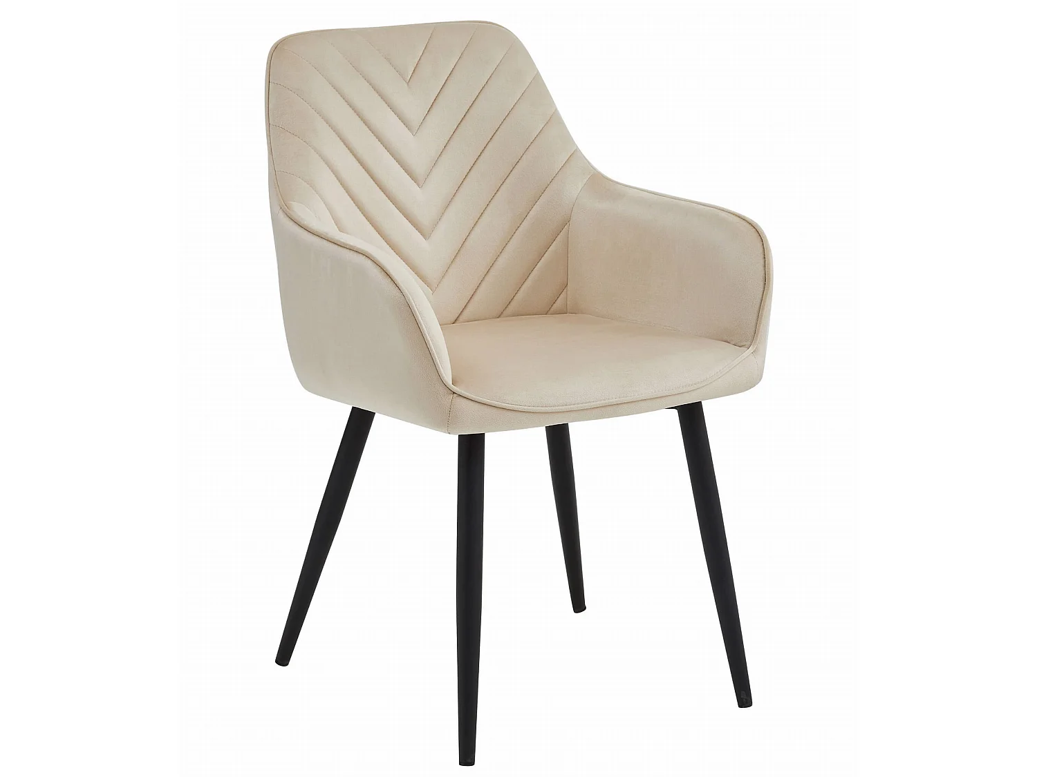 Chaise de salle à manger et cuisine en velours beige pieds noirs 54x61x83,5 cm