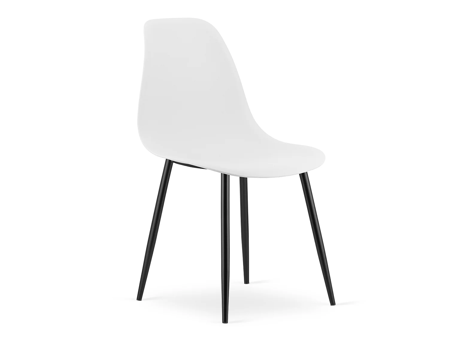 Chaise de salle à manger et cuisine WAT en polypropylène blanc, pieds noirs, 2 pièces