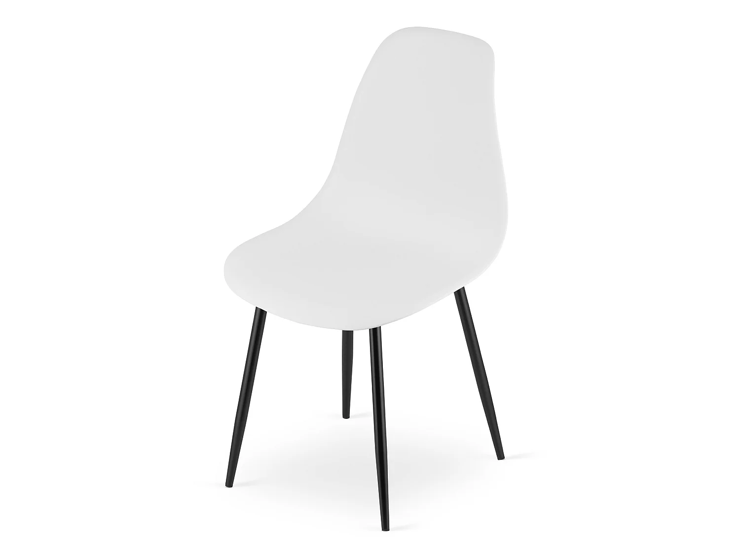 Chaise de salle à manger et cuisine WAT en polypropylène blanc, pieds noirs, 2 pièces