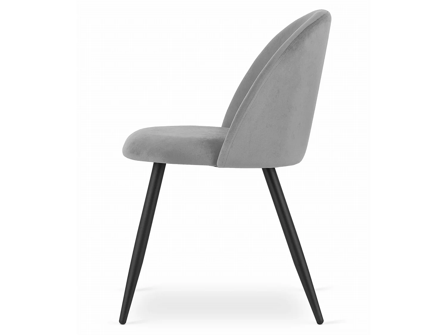 Eetkamerstoel BELLO ergonomisch fluweel lichtgrijs zwarte poten 76,5 cm