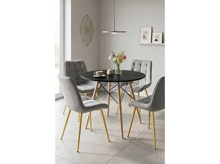 Esszimmerstuhl BERA Samt goldene Beine grau 54x60x88 cm