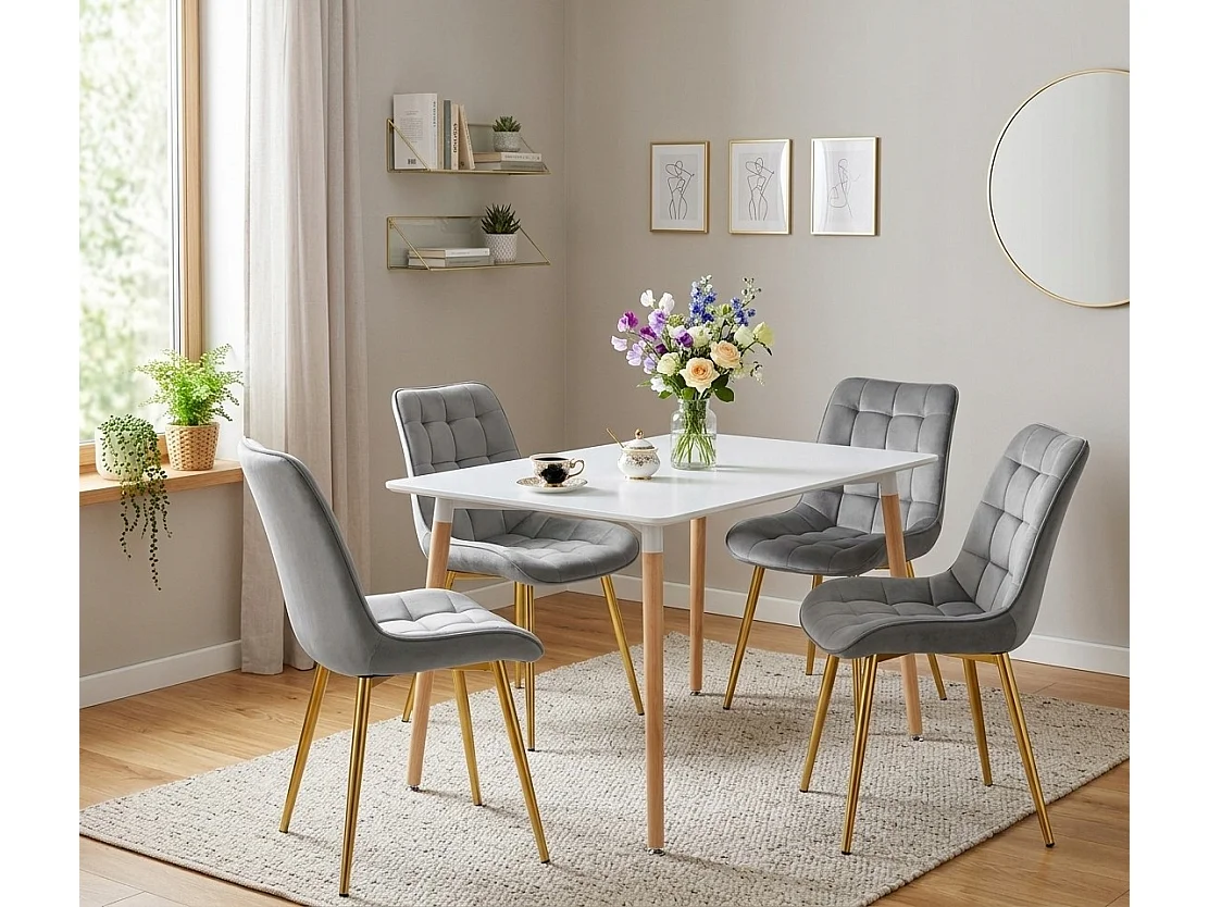 Esszimmerstuhl BERA Samt goldene Beine grau 54x60x88 cm