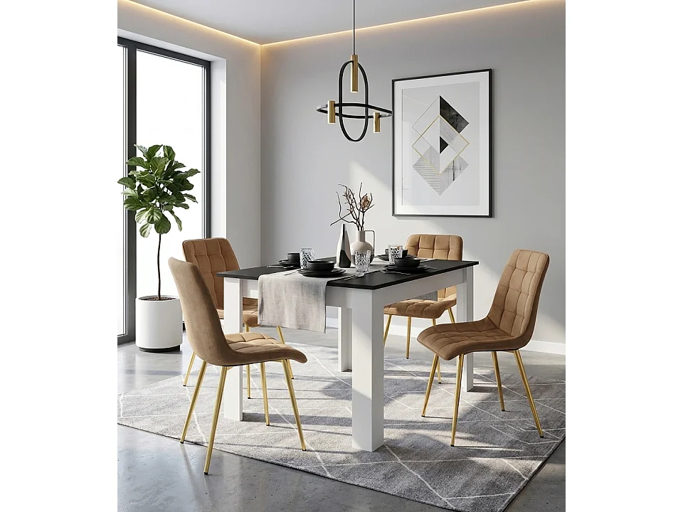 Esszimmerstuhl SPLIT, Samt, braun, goldene Beine, 49x60x88 cm