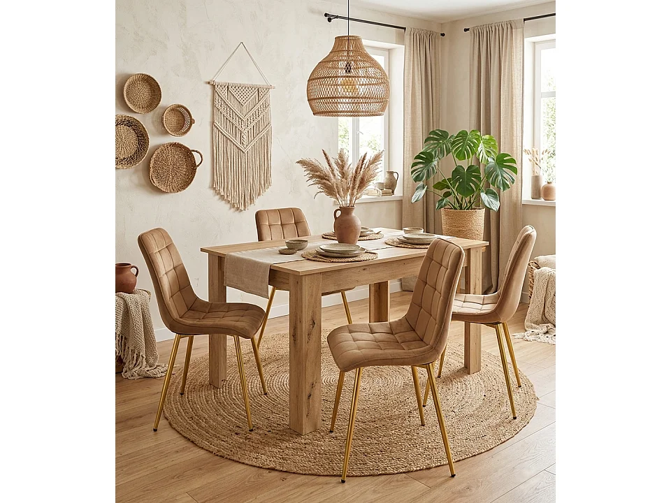 Esszimmerstuhl SPLIT, Samt, braun, goldene Beine, 49x60x88 cm