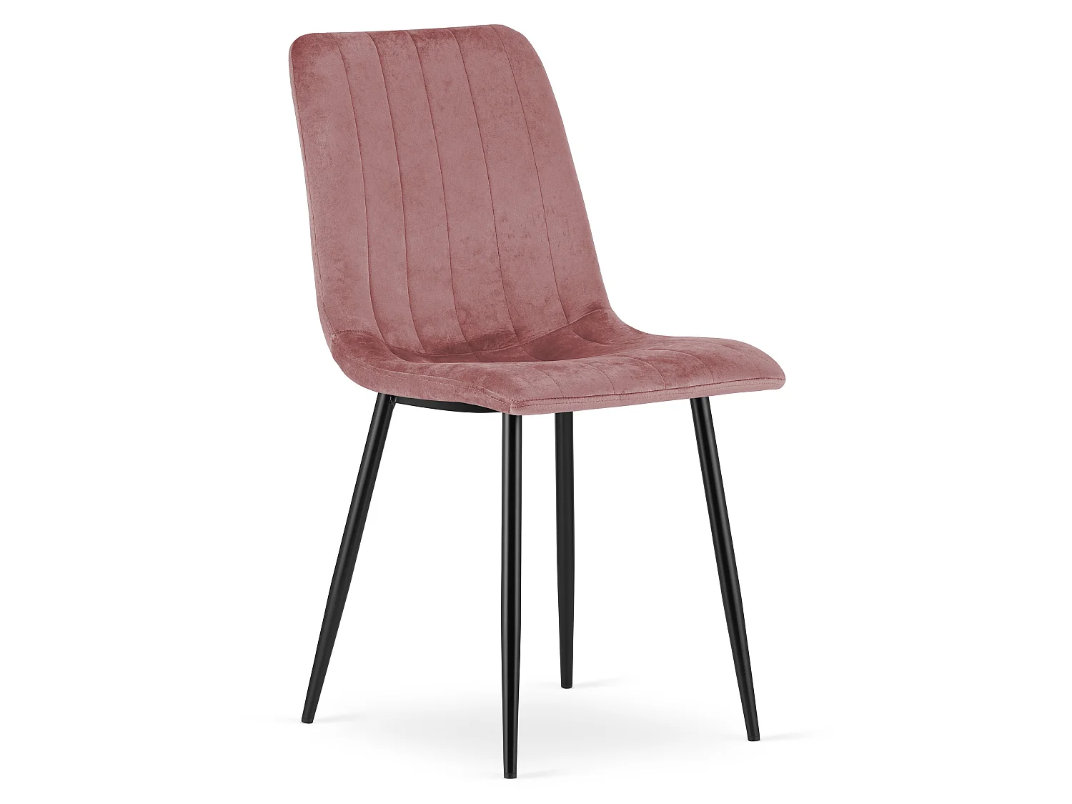 Chaise de salle à manger et cuisine en velours rose, pieds noirs, 87x44x40 cm