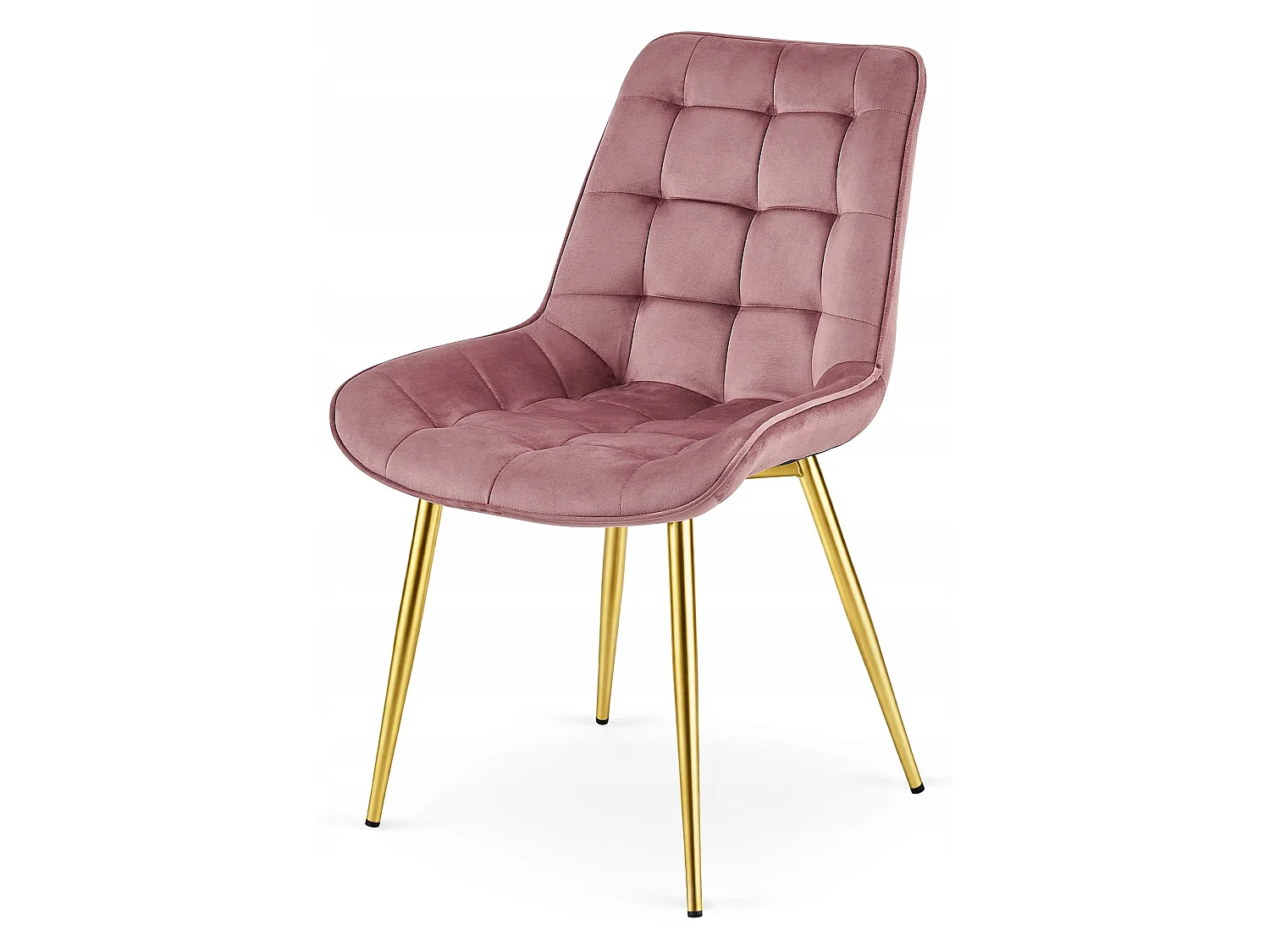 Chaise de salle à manger et cuisine BERA en velours rose foncé, pieds dorés 88x54x60 cm