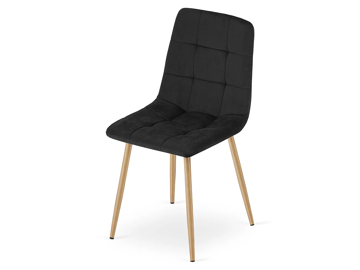 Eetkamerstoel KARA fluweel zwart houtlook poten 44,5x50,5x87 cm