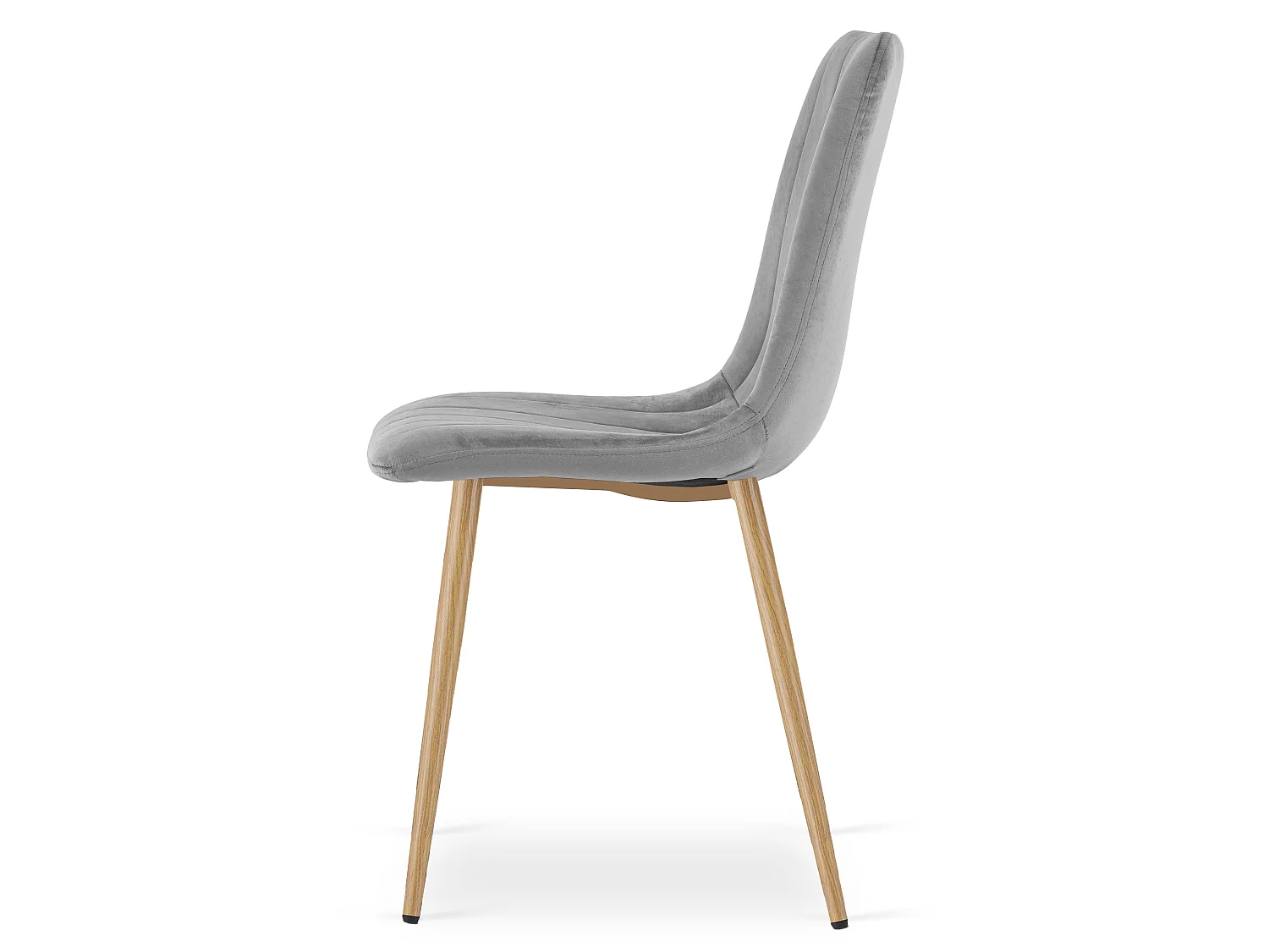 Eetkamerstoel LAVA lichtgrijs fluweel houtlook poten 86x44,5x55 cm