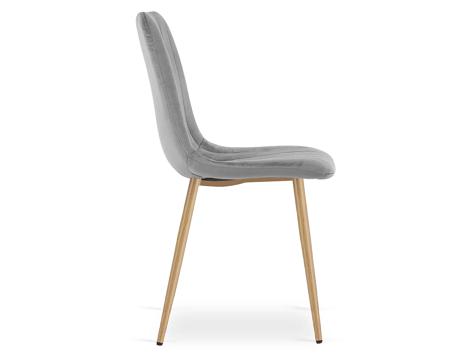 Eetkamerstoel LAVA lichtgrijs fluweel houtlook poten 86x44,5x55 cm