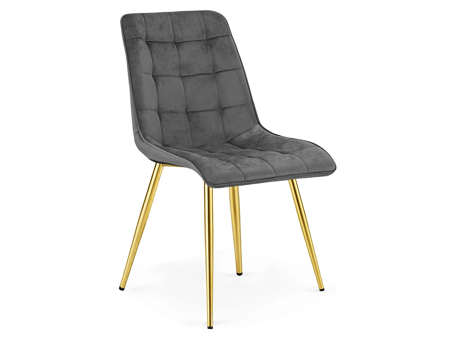 Chaise de salle à manger et cuisine design velours gris foncé pieds dorés x 3