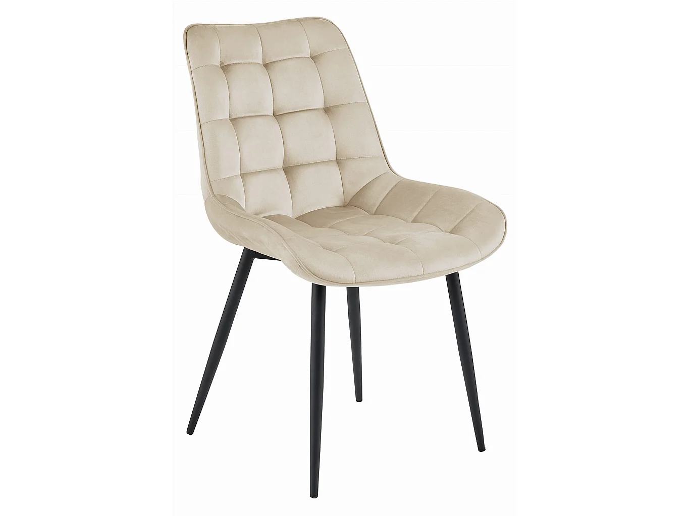 Esszimmerstuhl BERA Samt beige schwarze Beine 2x 88x54x60 cm