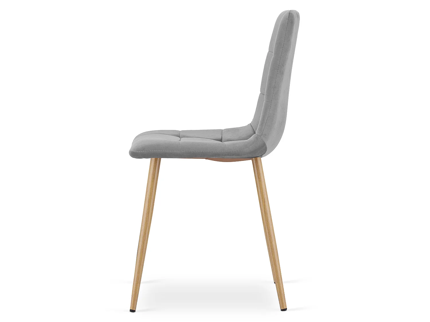 Eetkamerstoel KARA fluweel grijs licht met eiken poten 87x45x50,5 cm