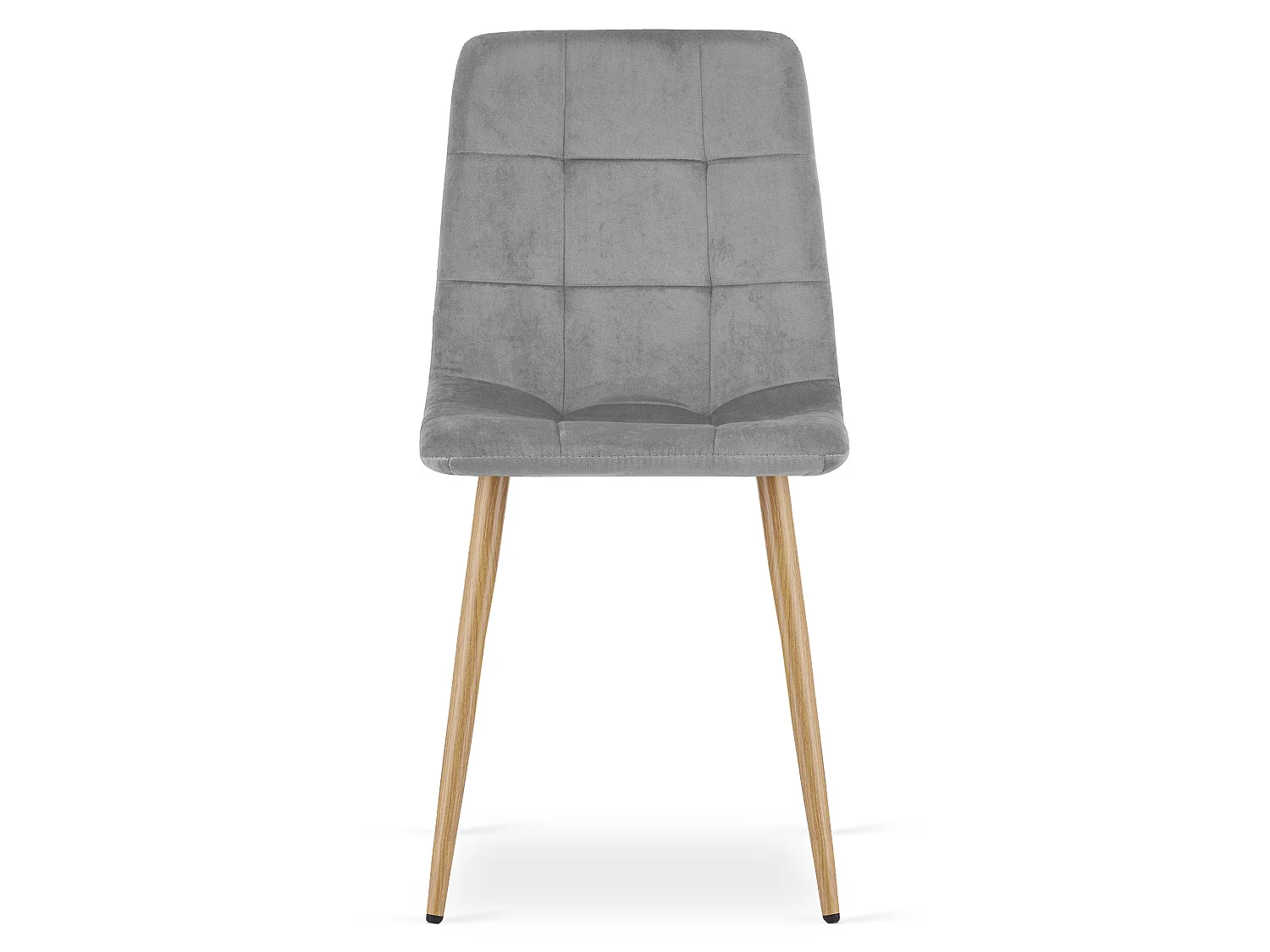 Eetkamerstoel KARA fluweel grijs licht met eiken poten 87x45x50,5 cm