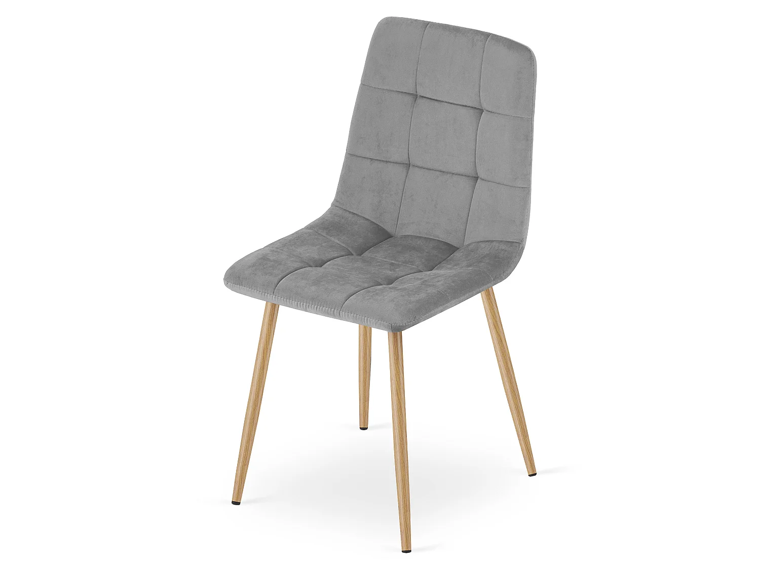 Eetkamerstoel KARA fluweel grijs licht met eiken poten 87x45x50,5 cm