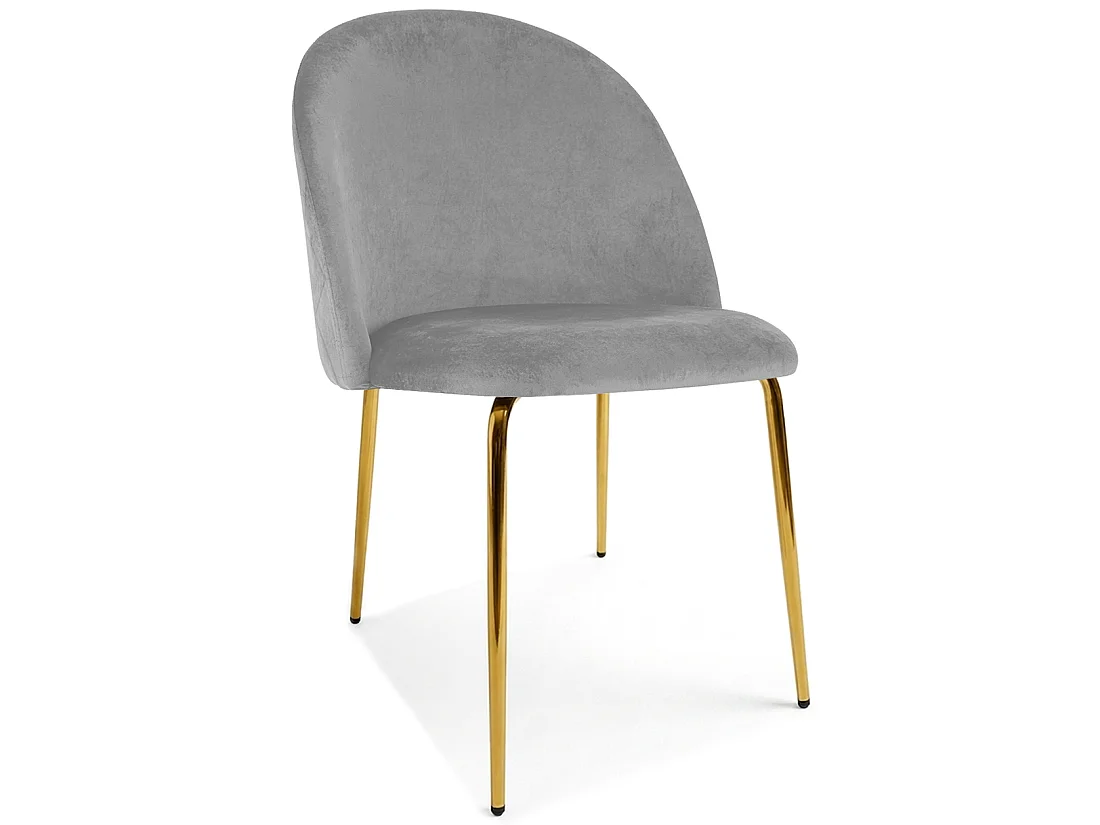 Eetkamerstoel INCA fluweel lichtgrijs met gouden poten 4x 49x55x78 cm