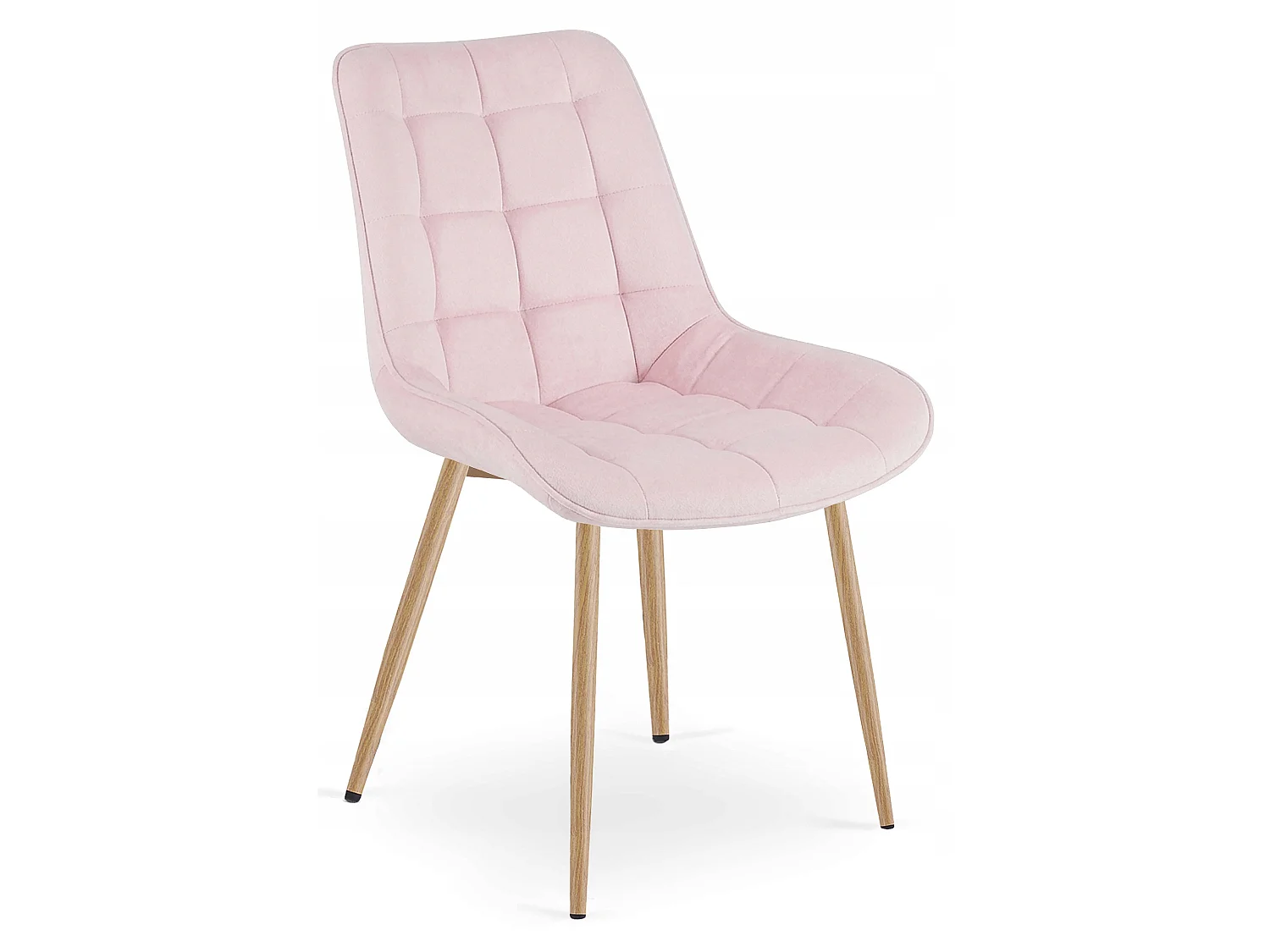 Chaise de salle à manger et cuisine en velours rose clair pieds chêne x 3