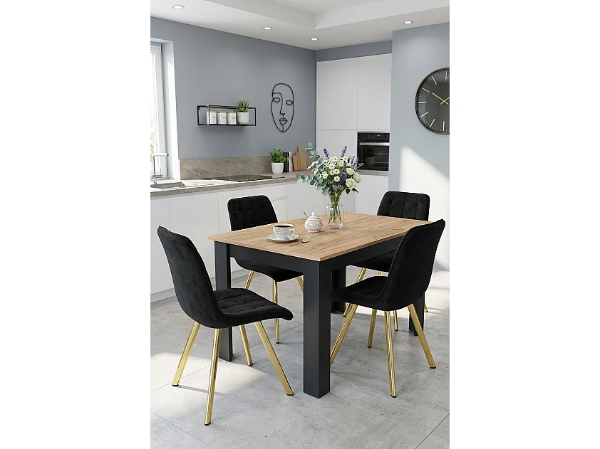 Esszimmerstuhl Samt Metall Schwarz Gold 87x49x60 cm