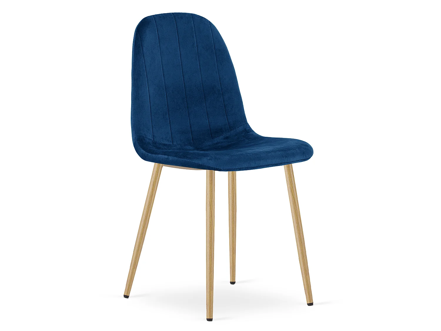 Chaise de salle à manger et cuisine en velours bleu marine pieds chêne x 2