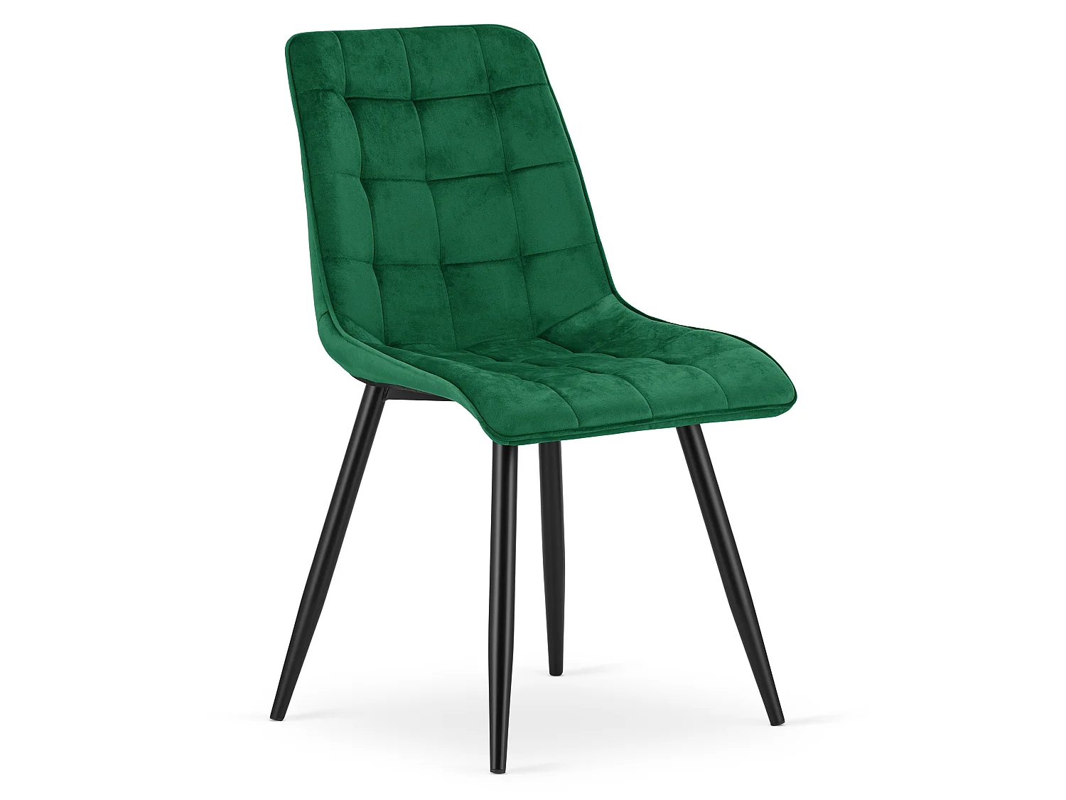 Chaise de salle à manger et cuisine en velours vert pieds noirs 3x 49x60x88 cm