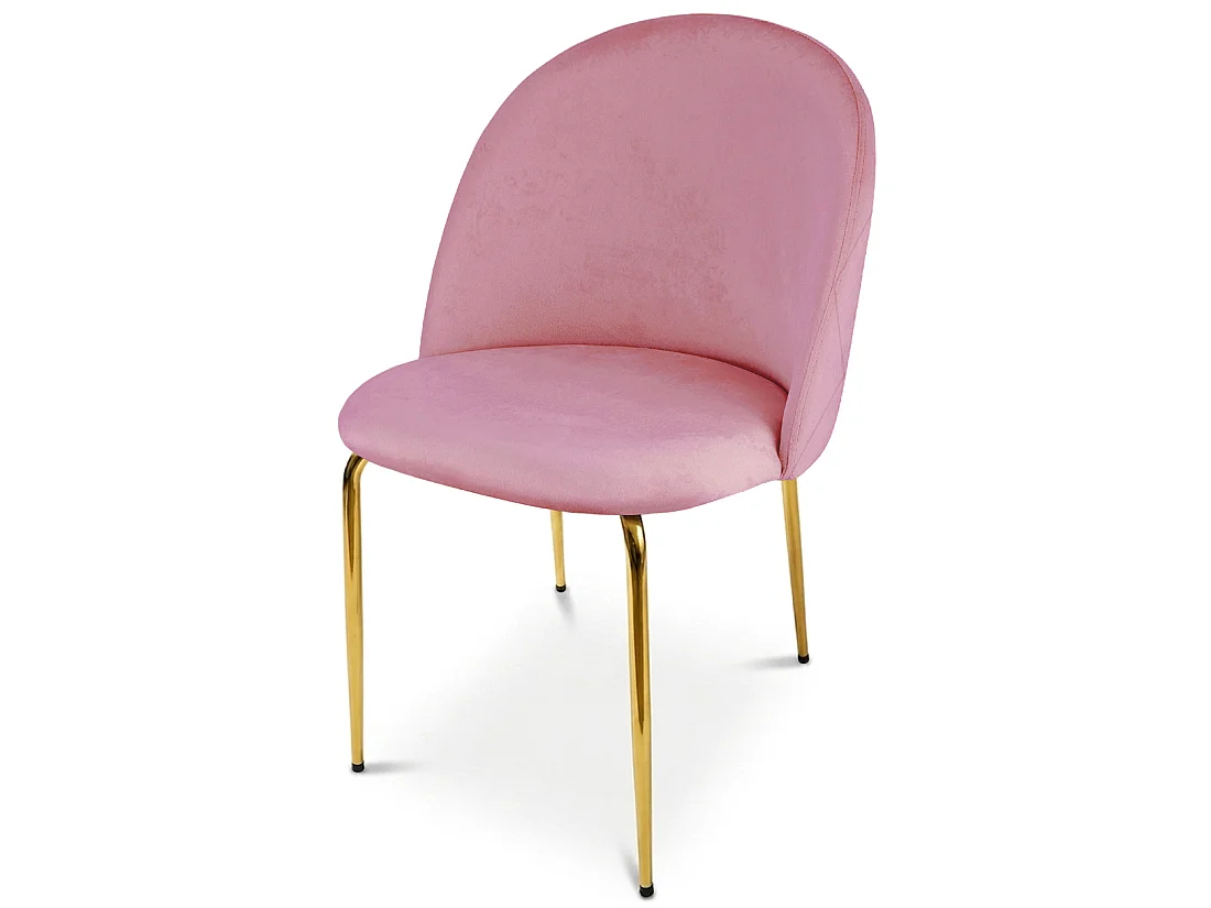 Chaise de salle à manger et cuisine INCA en velours rose clair, pieds dorés 49x55x78 cm