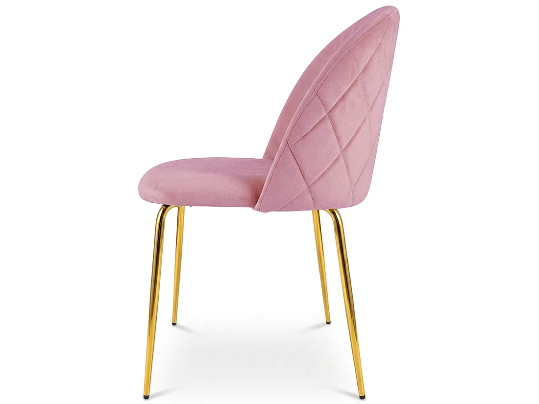 Chaise de salle à manger et cuisine INCA en velours rose clair, pieds dorés 49x55x78 cm