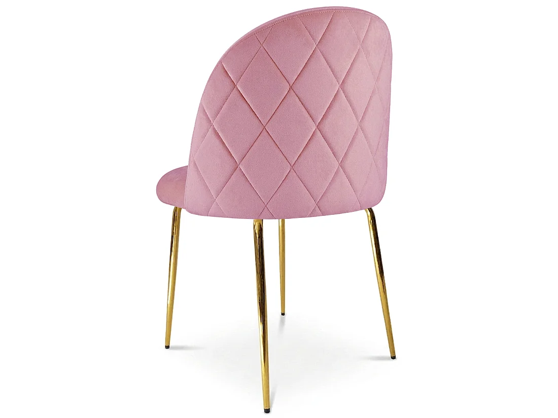 Chaise de salle à manger et cuisine INCA en velours rose clair, pieds dorés 49x55x78 cm