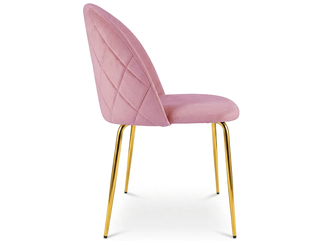 Chaise de salle à manger et cuisine INCA en velours rose clair, pieds dorés 49x55x78 cm
