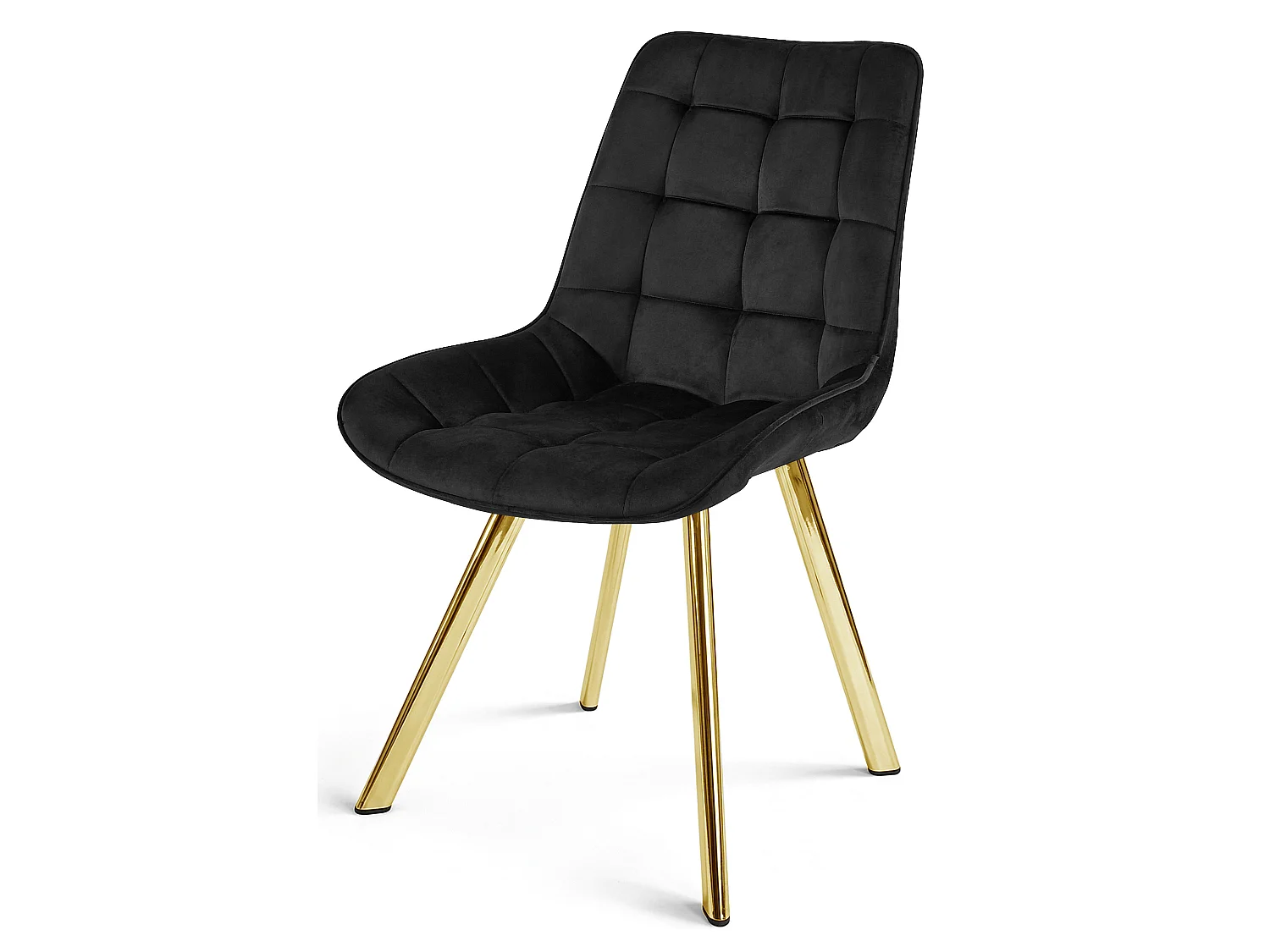 Chaise de salle à manger et cuisine SORIA en velours noir, pieds dorés 86x53x59 cm