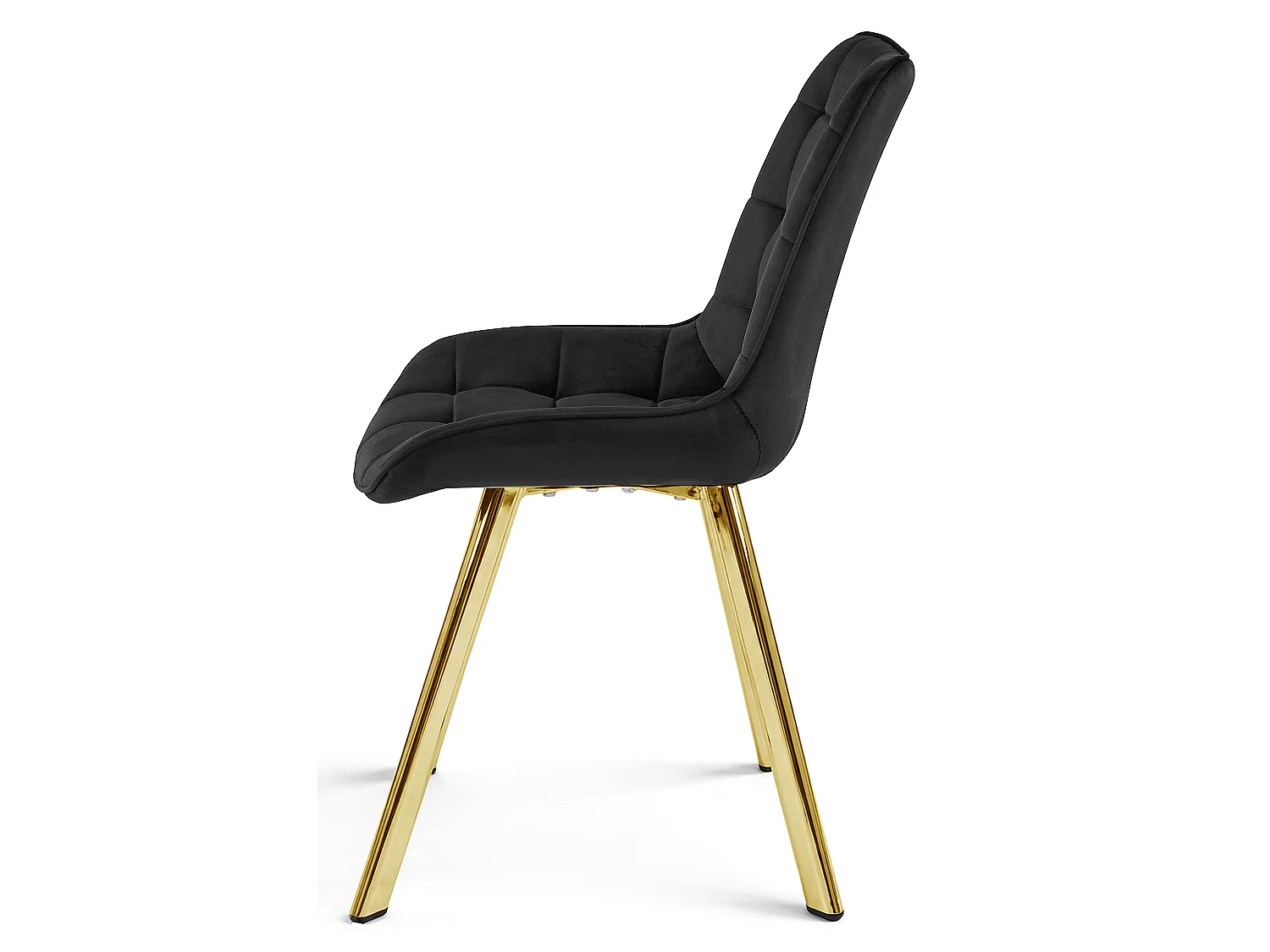 Chaise de salle à manger et cuisine SORIA en velours noir, pieds dorés 86x53x59 cm