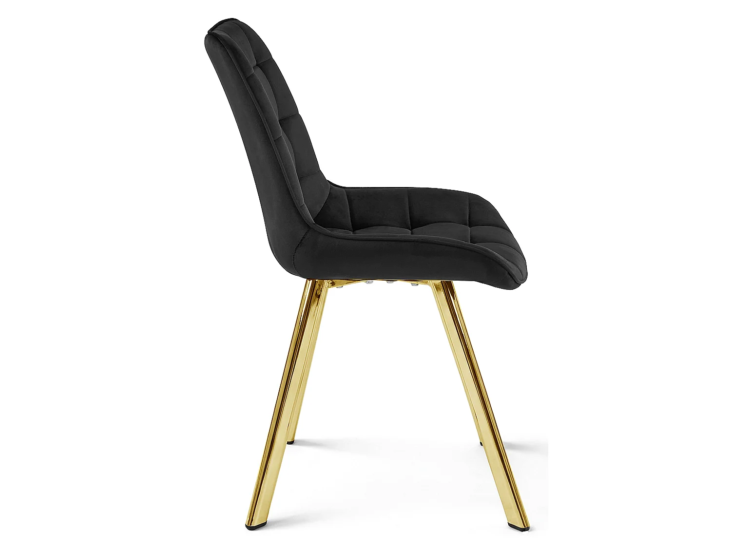 Chaise de salle à manger et cuisine SORIA en velours noir, pieds dorés 86x53x59 cm
