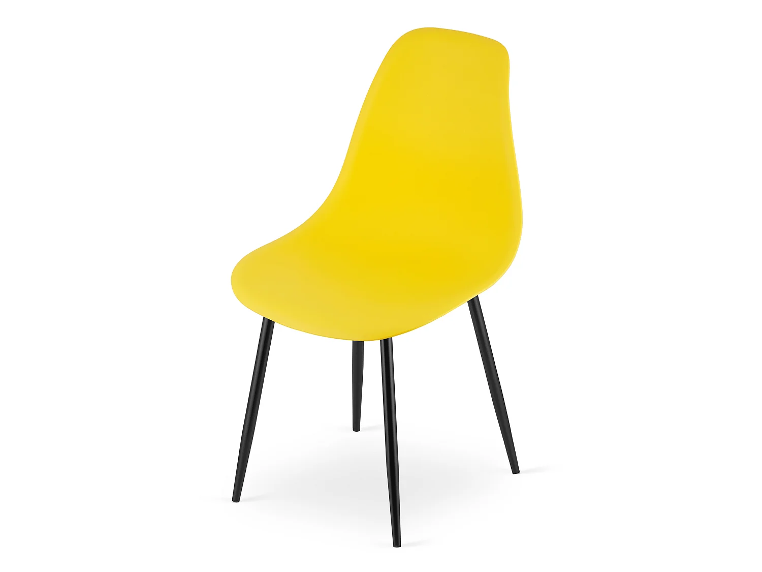 Chaise de salle à manger et cuisine WAT en polypropylène jaune, pieds noirs, 4x 84 cm