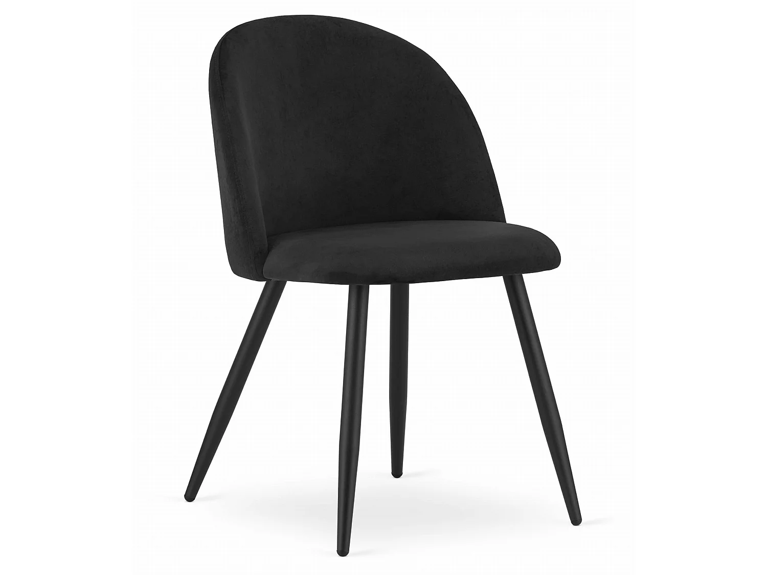 Chaise de salle à manger et cuisine BELLO en velours noir, pieds noirs, lot de 2