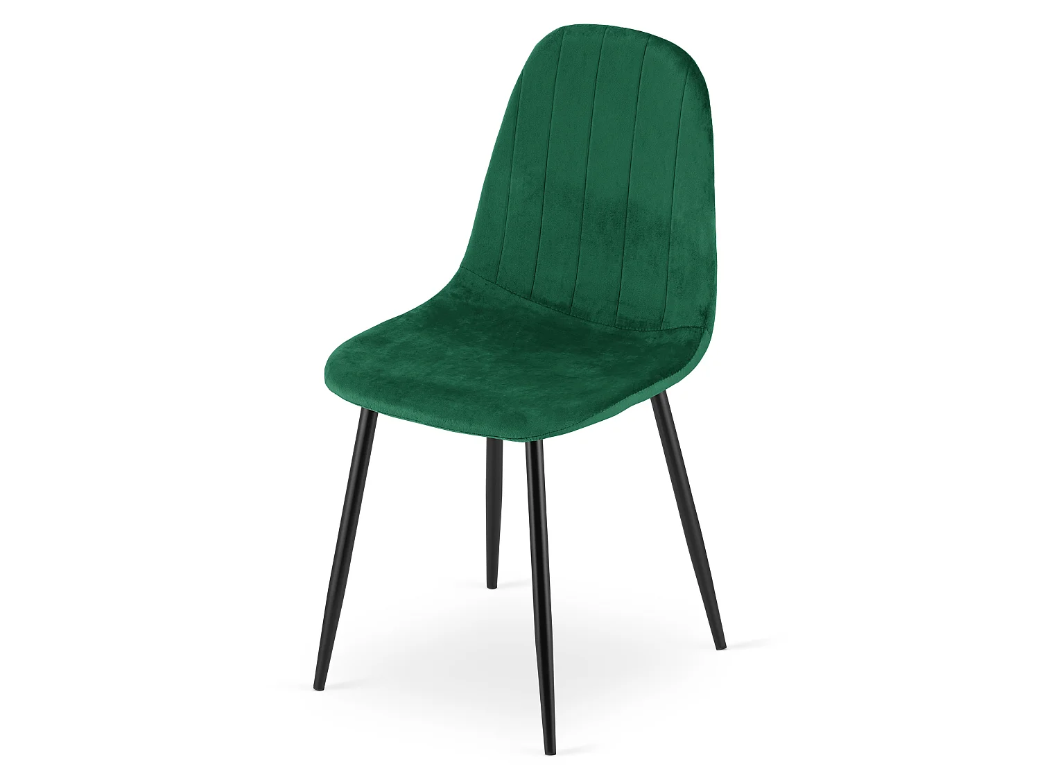 Chaise de salle à manger et cuisine en velours vert, pieds noirs, 44,5x53x87 cm