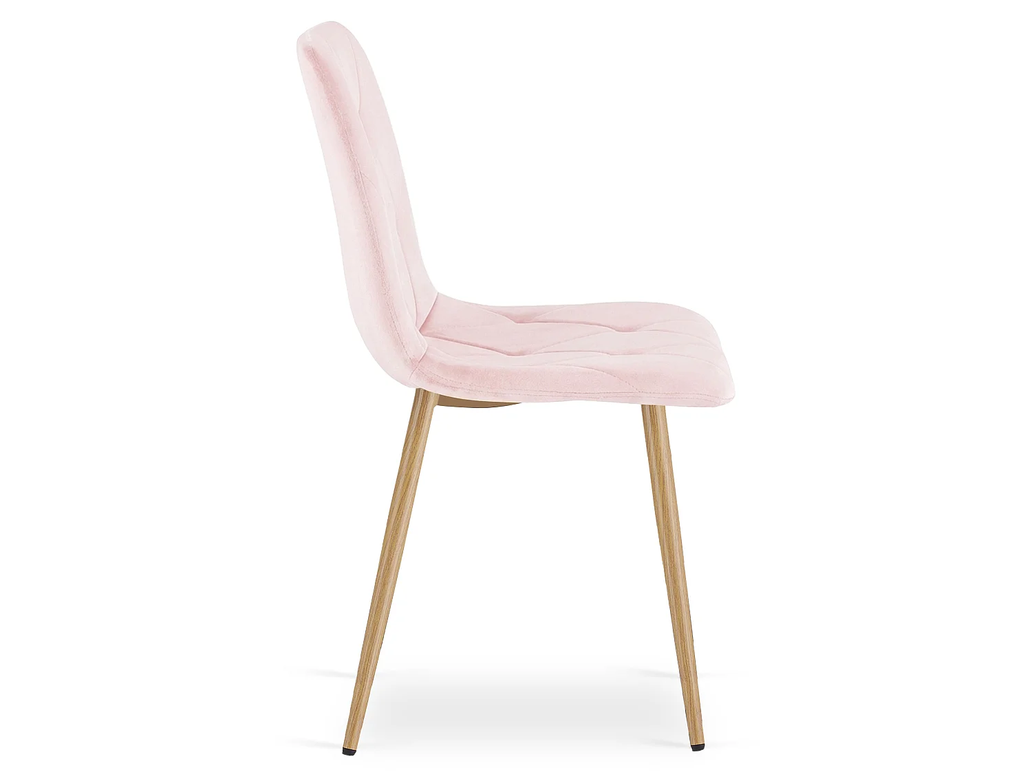 Chaise de salle à manger et cuisine LIBRA en velours rose clair, pieds effet bois 86,5x45x54 cm